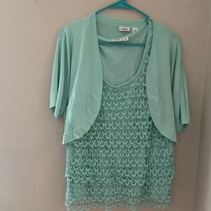 Cato Aqua Sleeveless Layered Top with matching bolero